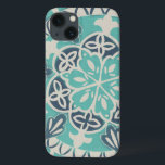 Coques Pour iPhone Tuile bleue I de batik<br><div class="desc">Floral</div>