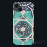 iPhone 13 Coque Tuile bleue II de batik<br><div class="desc">Floral</div>