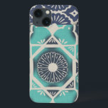 iPhone 13 Coque Tuile bleue II de batik<br><div class="desc">Floral</div>