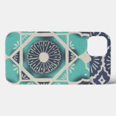 Coques Case-Mate iPhone Tuile bleue II de batik (Verso (horizontal))