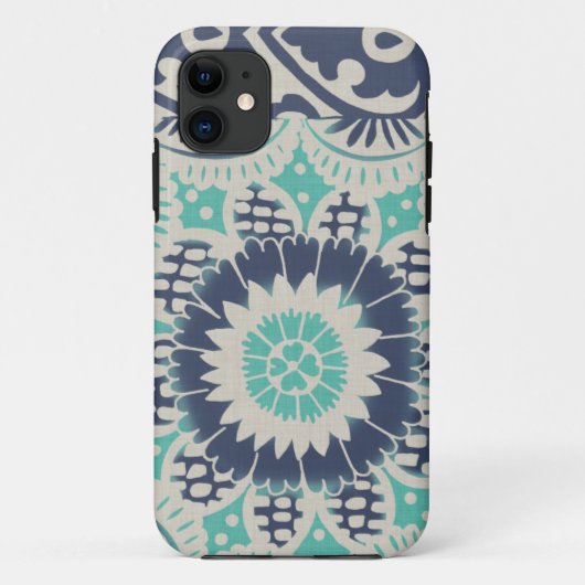 Coques Case-Mate iPhone Tuile bleue III de batik (Dos)