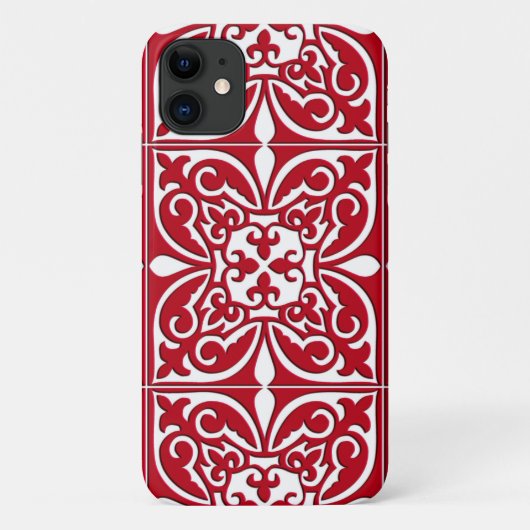 Coques Case-Mate iPhone Tuile marocaine - rouge foncé et blanc (Dos)