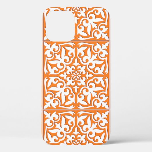 Coques Case-Mate iPhone Tuiles marocaines - corail orange et blanc (Verso)