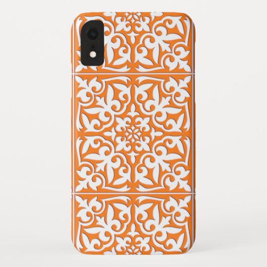 Coques Case-Mate iPhone Tuiles marocaines - corail orange et blanc (Dos)