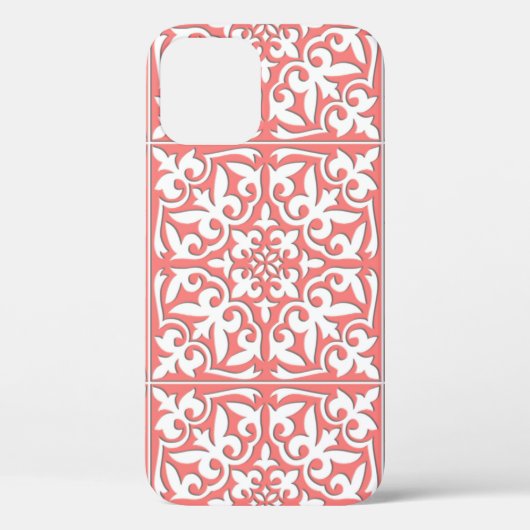 Coques Case-Mate iPhone Tuiles marocaines - corail rose et blanc (Verso)