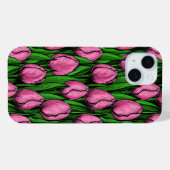 Coques Case-Mate iPhone Tulières roses avec feuilles verts (Verso (horizontal))