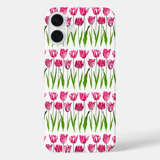 Coques Case-Mate iPhone Tulip Garden Imprimer en rose et vert Fuchsia (Verso)