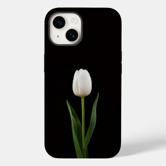 Coques Case-Mate iPhone Tulipe blanc perle Black 4 Luxe iPhone 14 Mate (Verso)
