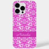 Coques Case-Mate iPhone Tulipe damassé rose violet nom (Verso)
