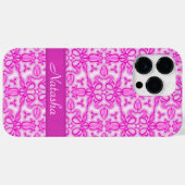 Coques Case-Mate iPhone Tulipe damassé rose violet nom (Verso (horizontal))