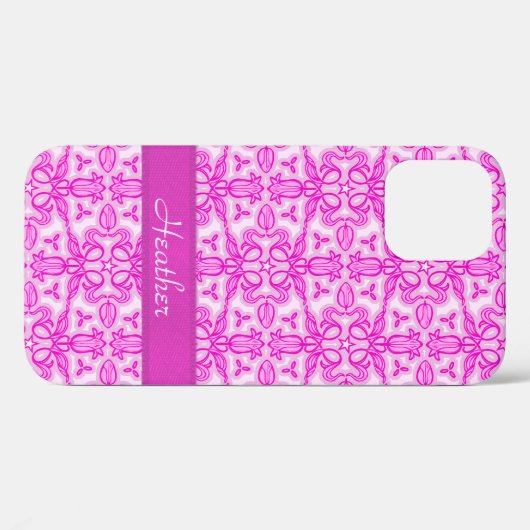 Coques Case-Mate iPhone Tulipe damassé rose violet nom (Verso (horizontal))