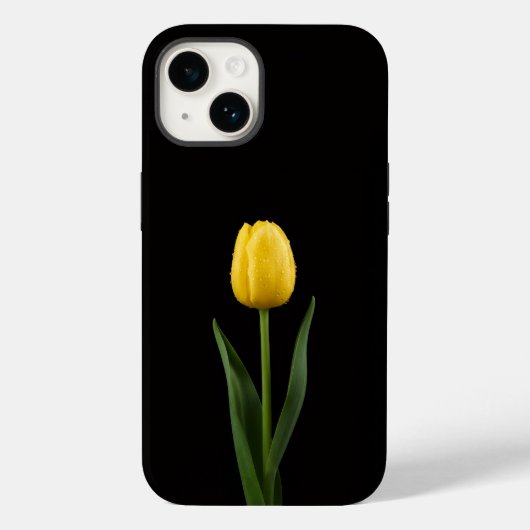 Coques Case-Mate iPhone Tulipe doré Black 4 Luxe iPhone 14 Mate (Verso)