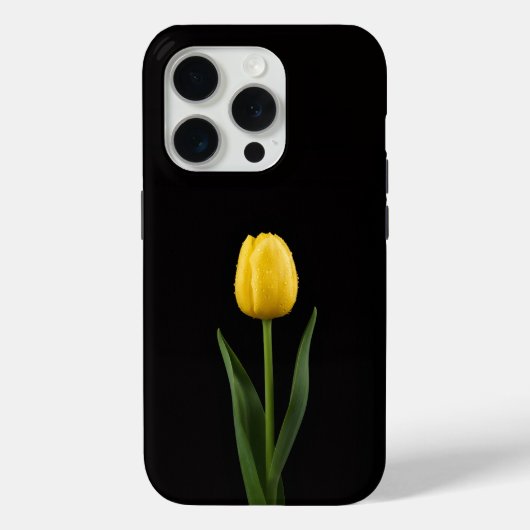 Coques Case-Mate iPhone Tulipe doré Black 4 Luxe iPhone 15 Pro Mate (Verso)