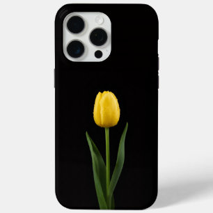 Coque iPhone 15 Pro Max Tulipe doré Black 4 Luxe iPhone 15 Pro Max