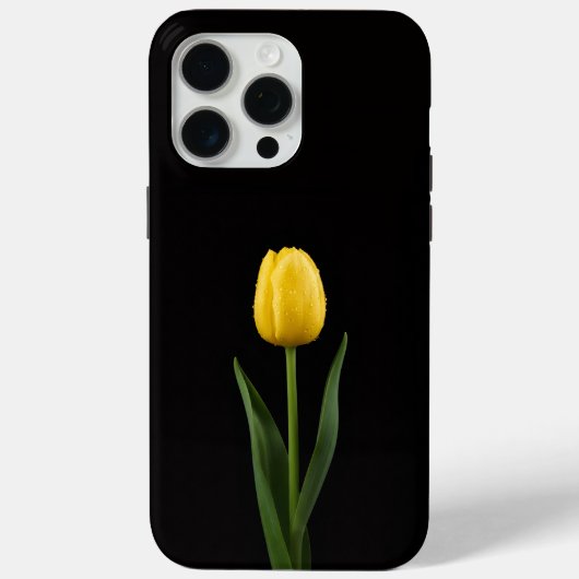 Coques Case-Mate iPhone Tulipe doré Black 4 Luxe iPhone 15 Pro Max (Verso)