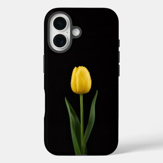 Coques Case-Mate iPhone Tulipe doré Black 4 Luxe iPhone 16 Mate (Verso)