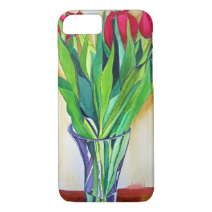 Coque Case-Mate Pour iPhone tulipe rose et rouge aquarelle art