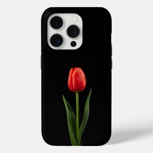 Coques Case-Mate iPhone Tulipe Rouge Rubis Noir 4 Luxe iPhone 15 Pro (Verso)