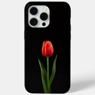 Coque iPhone 15 Pro Max Tulipe Rouge Rubis Noir 4 Luxe iPhone 15 Pro Max