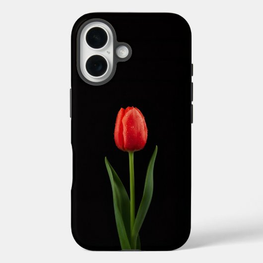 Coques Case-Mate iPhone Tulipe Rouge Rubis Noir 4 Luxe iPhone 16 Mate (Verso)