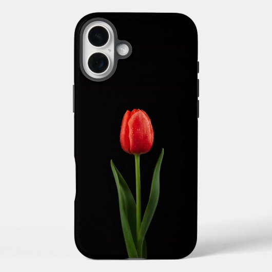 Coques Case-Mate iPhone Tulipe Rouge Rubis Noir 4 Luxe iPhone 16 Plus (Verso)