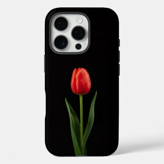 Coques Case-Mate iPhone Tulipe Rouge Rubis Noir 4 Luxe iPhone 16 Pro (Verso)