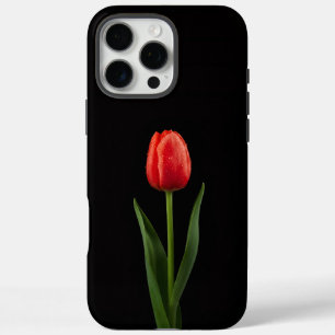 Coques iPhone 16 Pro Max Tulipe Rouge Rubis Noir 4 Luxe iPhone 16 Pro Max
