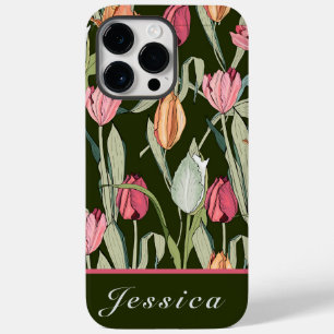 Coque Pour Pour iPhone 14 Pro Max Tulipes d'aquarelle rétro motif floral