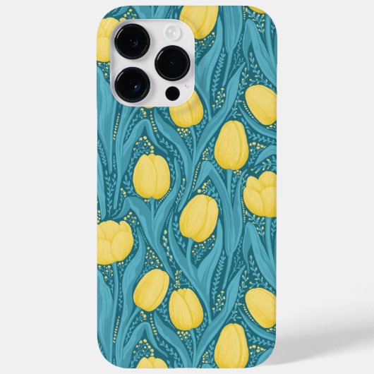 Coques Case-Mate iPhone Tulipes en bleu et jaune (Verso)