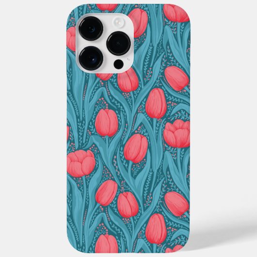 Coques Case-Mate iPhone Tulipes en bleu et rouge (Verso)