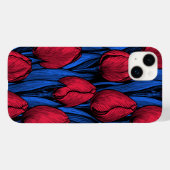 Coques Case-Mate iPhone Tulipes en rouge et bleu (Verso (horizontal))