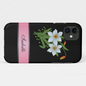 Coques Case-Mate iPhone Tulipes et jonquilles rose 2 Nom personnalisé (Dos (Horizontal))