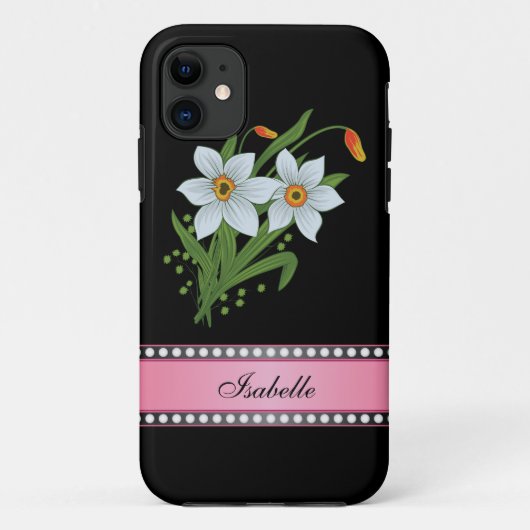 Coques Case-Mate iPhone Tulipes et jonquilles rose Nom personnalisé (Dos)