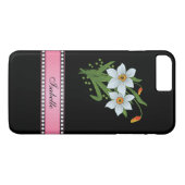 Coques Case-Mate iPhone Tulipes et jonquilles rose Nom personnalisé (Dos (Horizontal))