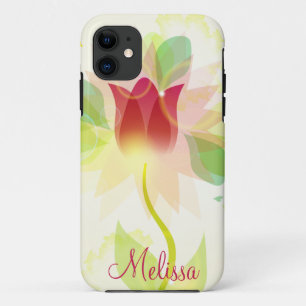 Coques Pour iPhone Tulipes Girly d'aquarelle d'abrégé sur le rose