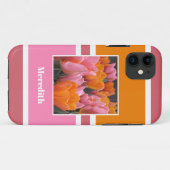 Coques Case-Mate iPhone Tulipes orange rose gras personnalisé (Dos (Horizontal))