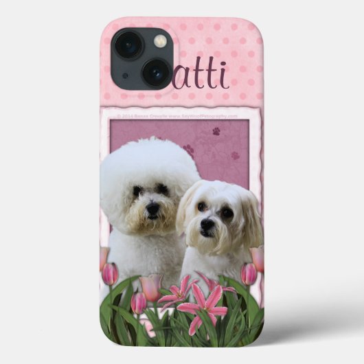 Coques Case-Mate iPhone Tulipes roses - Bichon et maltais (Verso)
