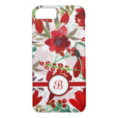 Coques Case-Mate iPhone Tulipes rouges d'aquarelle, monogramme (Dos)