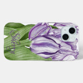 Coques Case-Mate iPhone Tulipes violettes à temps pour le printemps (Verso (horizontal))