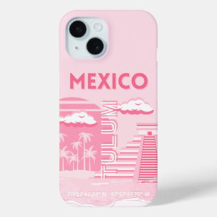 Coque Pour iPhone 15 Tulum, Mexique, Art Voyage, Art Rose