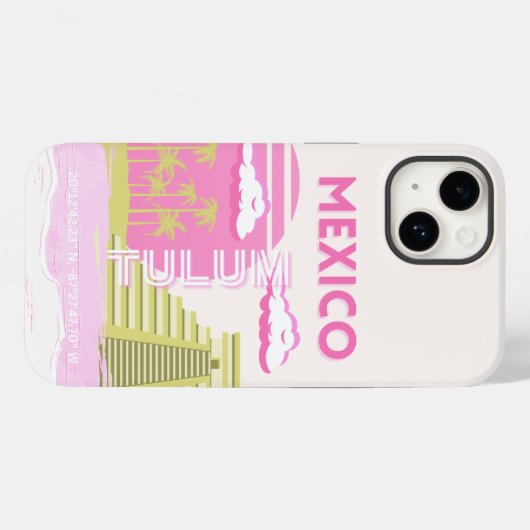 Coques Case-Mate iPhone Tulum, Mexique, Art Voyage, Rose (Verso (horizontal))