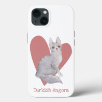 Turc Angora Chat Aquarelle Kitty Coeur rose
