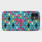 Coques Case-Mate iPhone Turqouise et Motif de Cube rose (Dos (Horizontal))