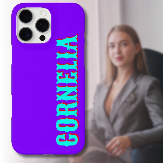 Coques Case-Mate iPhone Turquoise 3D Rouge Nom moderne | Funny Neon Indigo