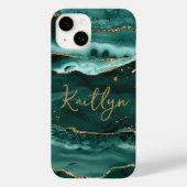 Coques Case-Mate iPhone Turquoise Agate Geode Gold Parties scintillant Nom (Verso)