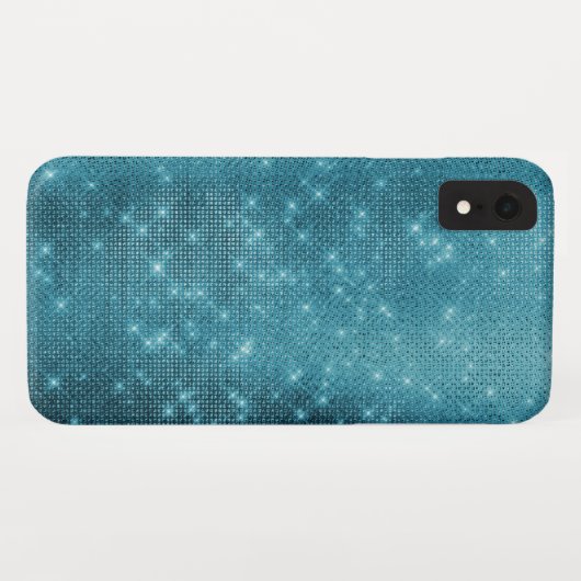 Coques Case-Mate iPhone Turquoise - Aqua Blue Shimmer et Motif étincelant (Dos (Horizontal))