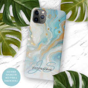 Case-Mate iPhone Case Turquoise Aqua Turquoise Blue Gold Marble Art Moti