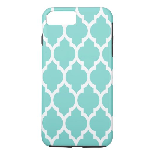 Coques Case-Mate iPhone Turquoise Aqua Wht Moroccan Quatrefoil Pattern #4 (Dos)