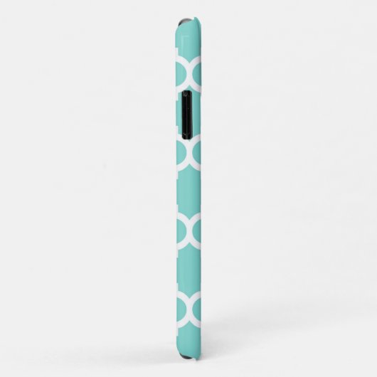 Coques Case-Mate iPhone Turquoise Aqua Wht Moroccan Quatrefoil Pattern #5 (Dos/Droite)
