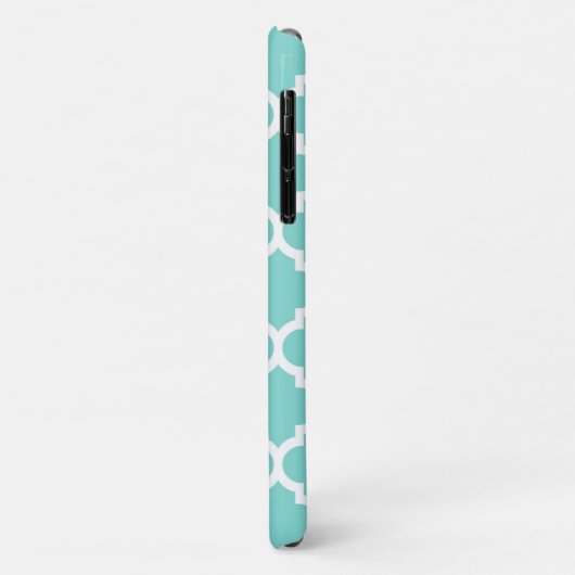 Coques Case-Mate iPhone Turquoise Aqua Wht Moroccan Quatrefoil Pattern #5 (Dos/Gauche)